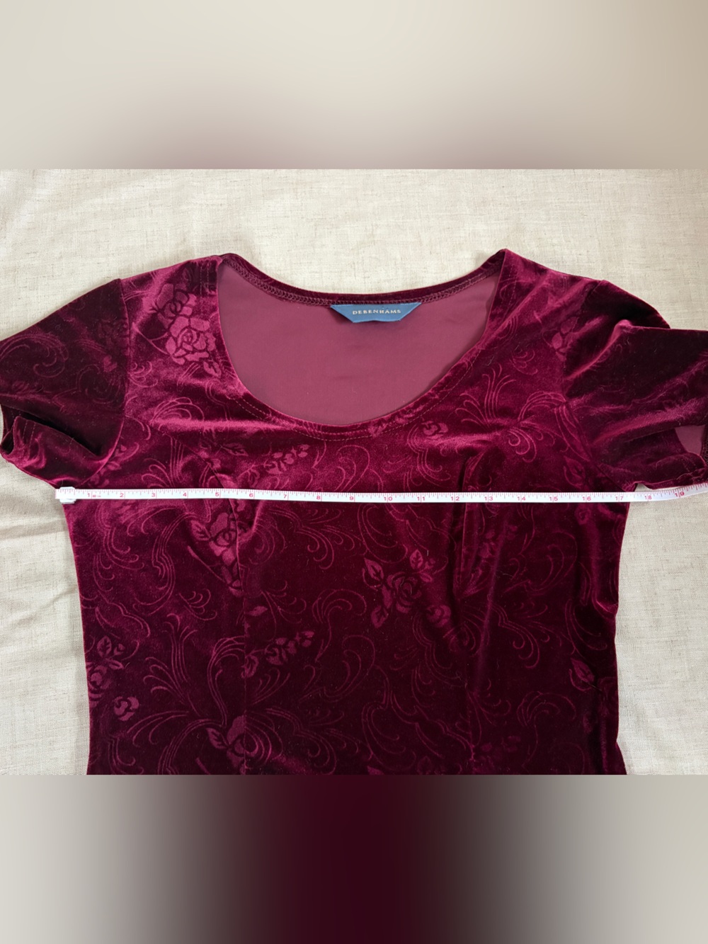 Vintage Debenhams Burgundy Burnout Velvet Maxi Dress | UK 12 - Picture 11 of 11